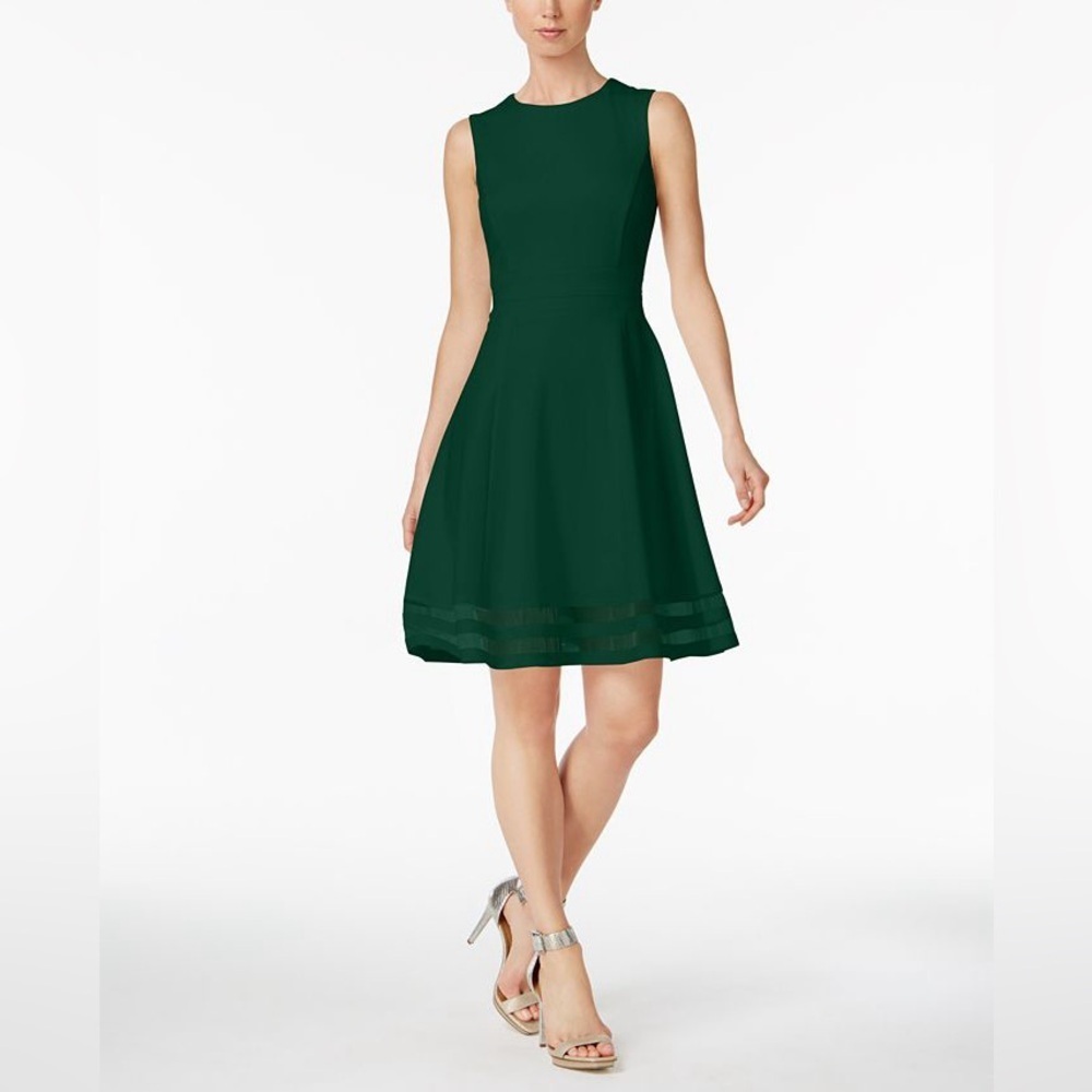 Calvin Klein Green Sleeveless A-Line Midi Dress
